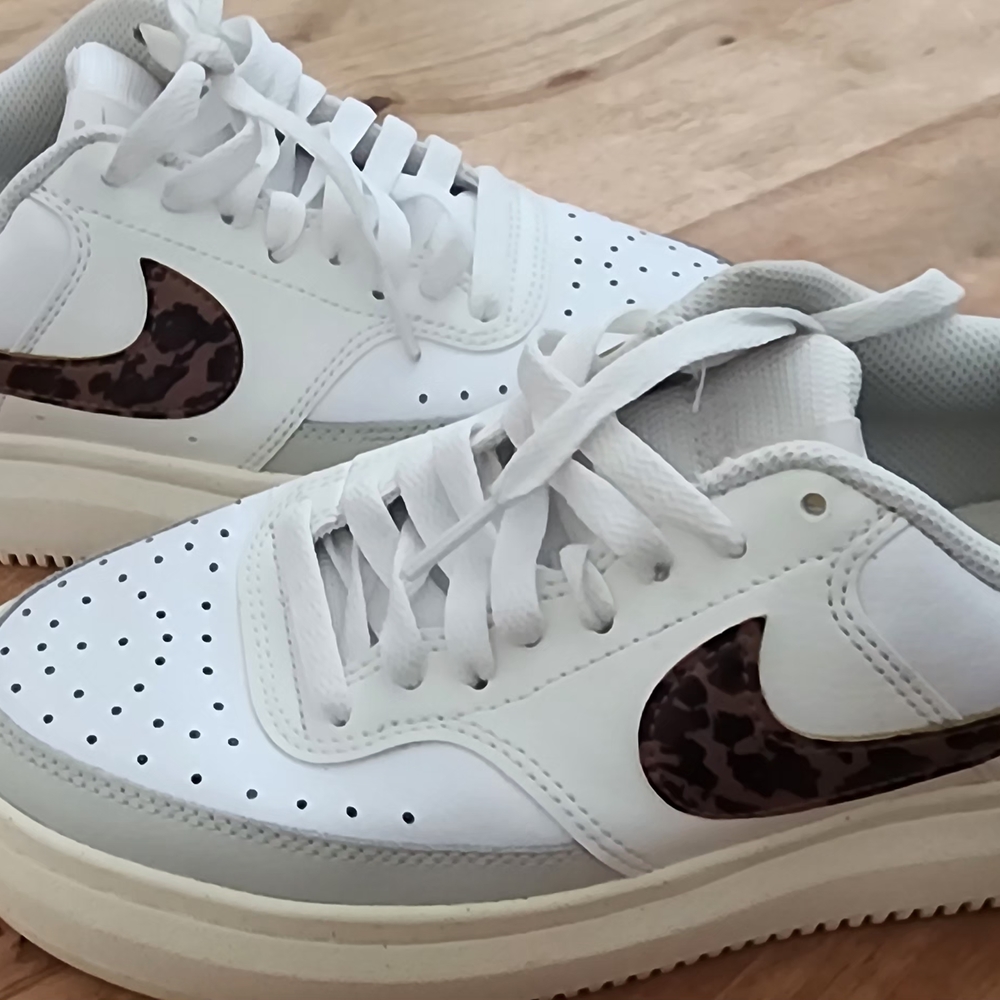 Nike White and Leopard Print Sneakers
